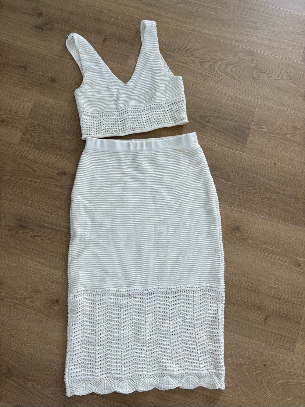 White Knit Midi Skirt - Women